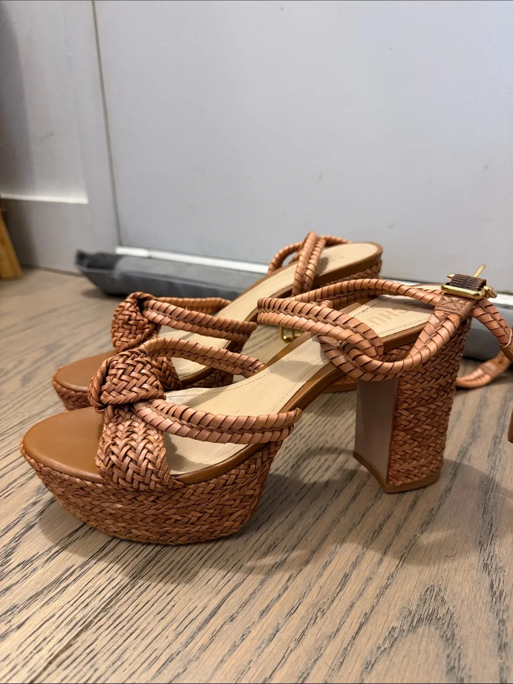 Schutz Braided Tan Wedge Sandals - 38 - available til Sept 10th